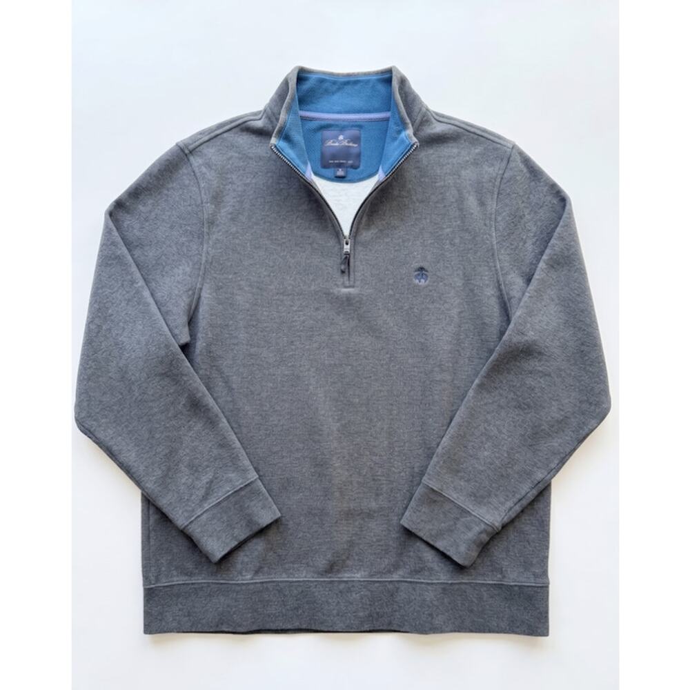 Brooks Brothers Men’s Large Quarter Zip Pullover Gray Sweater Sweatshirt